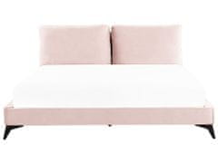 Beliani Zamatová posteľ 180 x 200 cm ružová MELLE