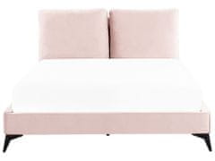 Beliani Zamatová posteľ 160 x 200 cm ružová MELLE