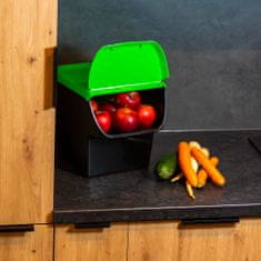 EDANTI Kôš na triedený odpad, Nádoba na triedenie odpadu VegBox ECO na zeleninu a ovocie, Box skladovací, Černý/Zelená