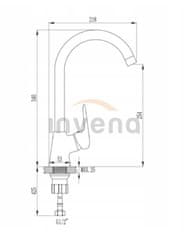 Invena Corso, stojanková drezová batéria s otočným ramenom, čierna, BZ-81-L04-X