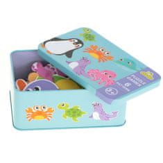 KIK Edukaná hračka morské zvieratá, 25 puzzle, kovový box
