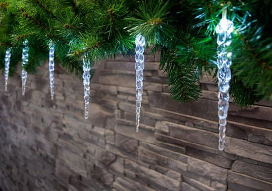 MAGIC HOME Icicle, 12 LED studená biela, 12 cencúľov, 3xAA, IP44, exteriér