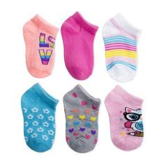 AUR 6x Detské bavlnené členkové ponožky - holka / dievča veľkosť 4-6
