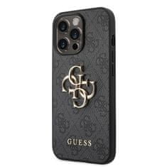Guess Kryt na mobil 4G Metal Logo na Apple iPhone 14 Pro - šedý