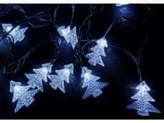 AUR Vnútorná svetelná vianočná reťaz s LED diódami v tvare vianočného stromčeka - studená biela, zelený kábel, 6m, 50 LED