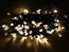 AUR Vonkajšia LED vianočná reťaz so šesťhrannými LED diódami, teplá biela, 10m, 100 LED