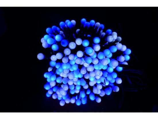 AUR Vianočná LED reťaz s guličkami - Cherry, 6m, 300 LED diód, modrá