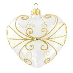 Decor By Glassor Vianočné srdiečko číre zlaté ornamenty (Veľkosť: 6)