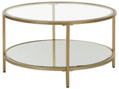 Beliani Sklenený konferenčný stolík so zrkadlovou policou zlatý BIRNEY