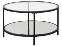 Beliani Sklenený konferenčný stolík so zrkadlovou policou čierny BIRNEY