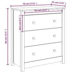 Petromila vidaXL Komoda biela 70x35x80 cm borovicový masív