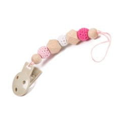 Bo Jungle retiazka na cumlík B-PACIFIER WOOD Pink