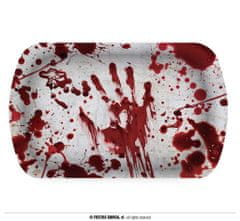 Párty tácka - krv - krvavé odtlačky - 29 x 15x 3 cm - Halloween