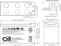CSB Pb záložní akumulátor VRLA AGM 12V/9Ah (HR1234W F2)