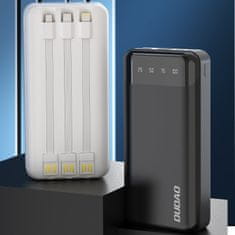 DUDAO K6Pro+ Power Bank 20000mAh 2x USB + kábel USB-C / Lightning / Micro USB, čierny