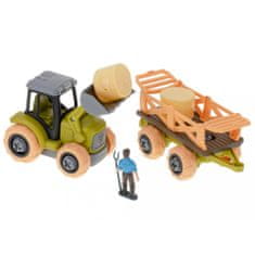 KIK Farma traktor s otočnou vlečkou, šroubovacie v kufríku