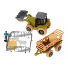 KIK Farma traktor s otočnou vlečkou, šroubovacie v kufríku