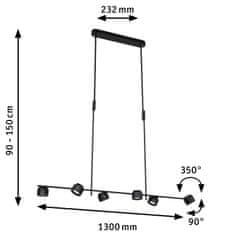 Paulmann PAULMANN LED závesné svietidlo Smart Home Zigbee Puric Pane Effect 6x6/1x3W čierna 79783