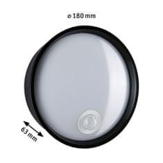 Paulmann PAULMANN LED vonkajšie nástenné svietidlo Platomo pohybové čidlo IP44 kruhové 180mm 3000K 14,5W 230V čierna umelá hmota 94698