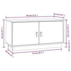 Vidaxl TV skrinka biela 80x34x40 cm masívna borovica