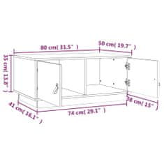 Vidaxl Konferenčný stolík čierny 80x50x35 cm borovicový masív