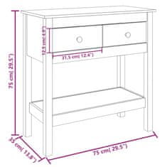 Vidaxl Konzolový stolík čierny 75x35x75 cm masívne borovicové drevo