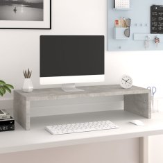 Vidaxl Stojan na monitor betónový sivý 60x23,5x12 cm spracované drevo