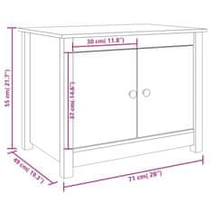 Vidaxl Konferenčný stolík čierny 71x49x55 cm borovicový masív