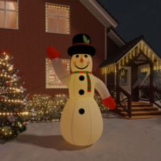 Vidaxl Nafukovací vianočný snehuliak s LED 455 cm