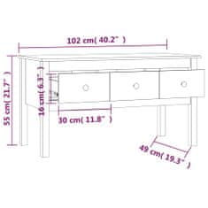 Vidaxl Konferenčný stolík biely 102x49x55 cm borovicový masív