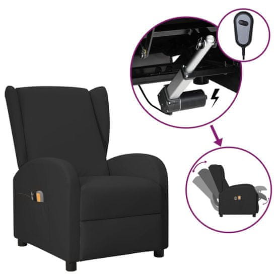 Vidaxl Elektrické masážne kreslo wingback čierne umelá koža