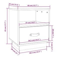 Vidaxl Nočný stolík biely 40x34x45 cm masívne borovicové drevo