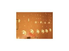 AUR Vnútorný LED vianočný záves - Hviezdička v náručí mesiaca, 3m, 138 LED Farba: Rôznofarebná