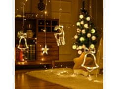 AUR Vnútorný LED vianočný záves - sob, stromček, zvonček, 3m, 138 LED Farba: Rôznofarebná
