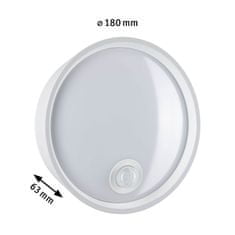 Paulmann PAULMANN LED vonkajšie nástenné svietidlo Platomo pohybové čidlo IP44 kruhové 180mm 3000K 14,5W 230V biela umelá hmota 94699