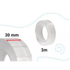 KIK Obojstranná akrylová páska viackrát použiteľná 30mm x 3m transparentná 