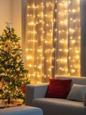 MAGIC HOME Reťaz Curtain, 160 LED teplá biela, 230V, 50 Hz, 8 funkcií, časovač