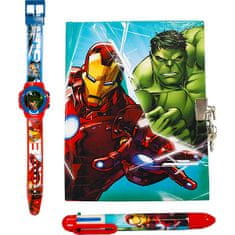 EUROSWAN Diář na zámek + hodinky + ceruzka 6 barev Avengers