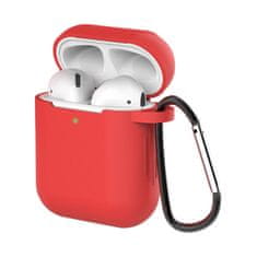 IZMAEL Silikónové mäkké puzdro s uchytom na AirPods 2 / AirPods 1 - Červená KP25130