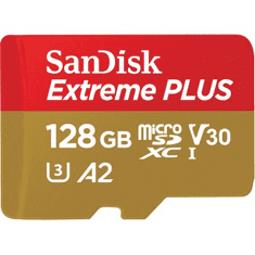 SanDisk Extreme PLUS microSDXC 128GB + SD adaptér 200MB/s a 90MB/s A2 C10 V30 UHS-I U3