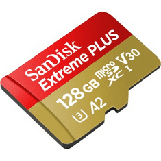 SanDisk Extreme PLUS microSDXC 128GB + SD adaptér 200MB/s a 90MB/s A2 C10 V30 UHS-I U3