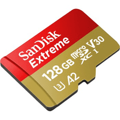 SanDisk Extreme microSDXC 128GB + SD adaptér 190MB/s a 90MB/s A2 C10 V30 UHS-I U3