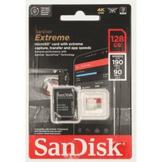 SanDisk Extreme microSDXC 128GB + SD adaptér 190MB/s a 90MB/s A2 C10 V30 UHS-I U3