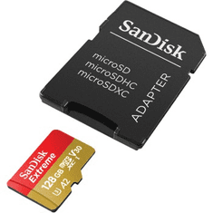 SanDisk Extreme microSDXC 128GB + SD adaptér 190MB/s a 90MB/s A2 C10 V30 UHS-I U3