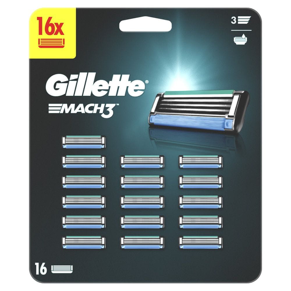 Gillette Mach3 Náhradné Holiace Hlavice 16 ks