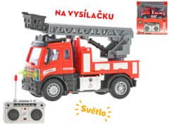 R / C auto hasičské sa rebríkom 13 cm 1:64 plná funkcie na batérie so svetlom 27 MHz