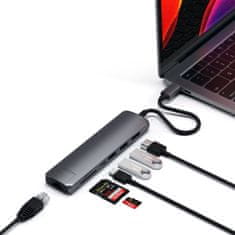 Satechi Multiportový adaptér Usb-C Slim s ethernetovým rozhraním, Tmavo šedá