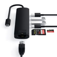 Satechi Multiportový adaptér Usb-C Slim s ethernetovým pripojením, Čierna