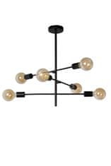 LUCIDE Stropné svietidlo Vintage Antenna Black, 6xE27