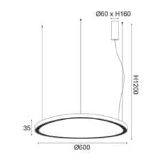 ACA LED závesné svietidlo HARMONY 54W/230V/3000K/4000Lm/IP20, Flicker free